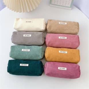 Solid Color Corduroy Pencil Case for Elementary Students, Literary Minimalist Storage Bag, Large Capacity Pencil Pouch