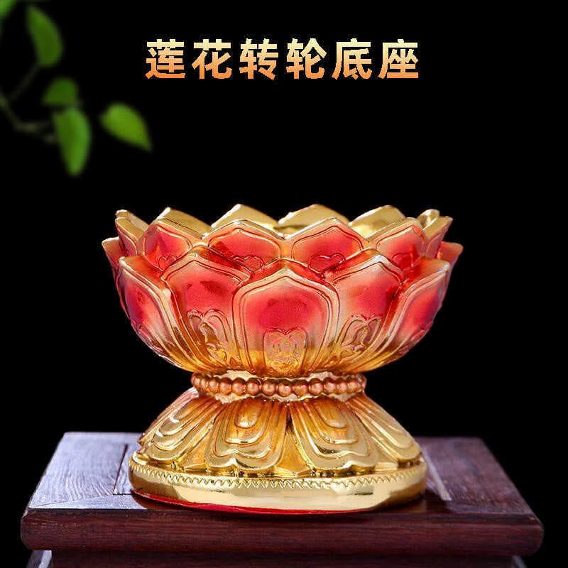 Lotus Base Hand-cranked Rotating Wheel Stand Tibet Turning Cylinder Painted Tibetan Style Rotating Wheel Universal Buddha Lotus Seat Vajra Seat
