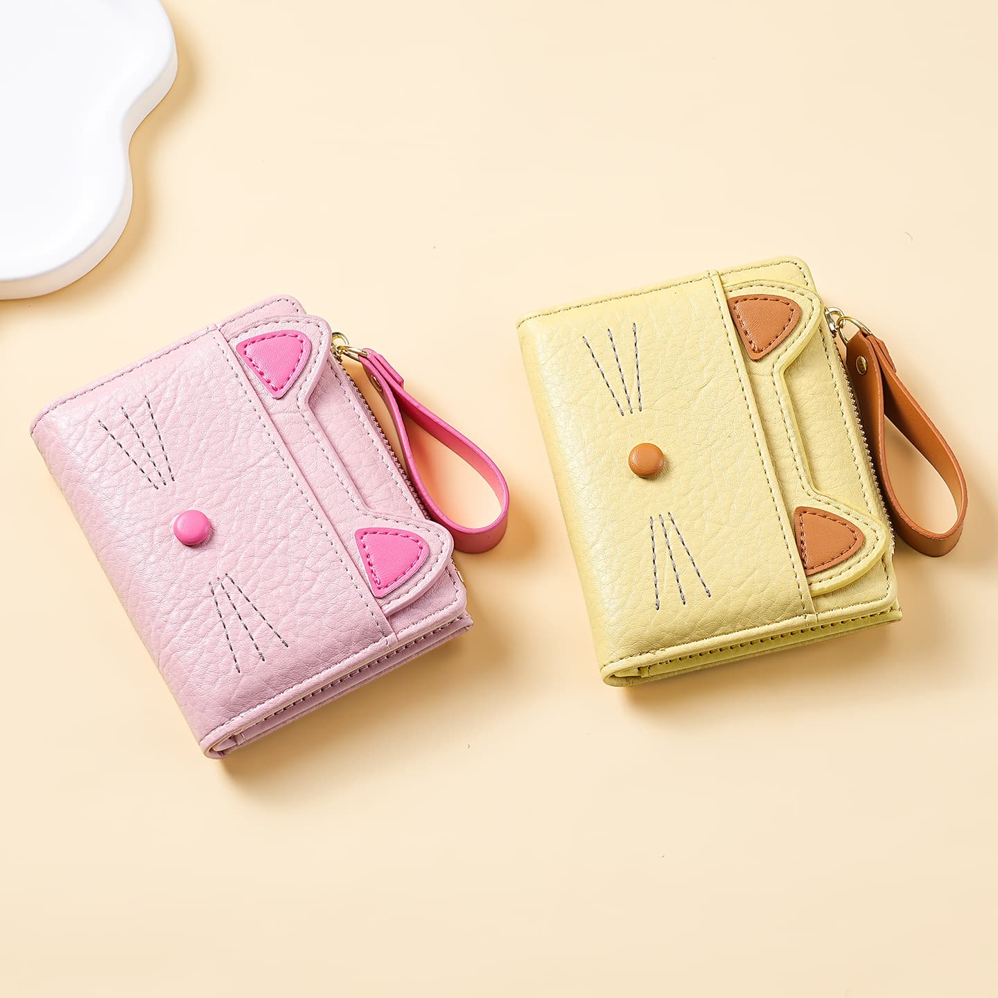 Cross-border Maomao PU short zipper small wallet Korean style ins style multi-card slot fashion snap wallet advanced