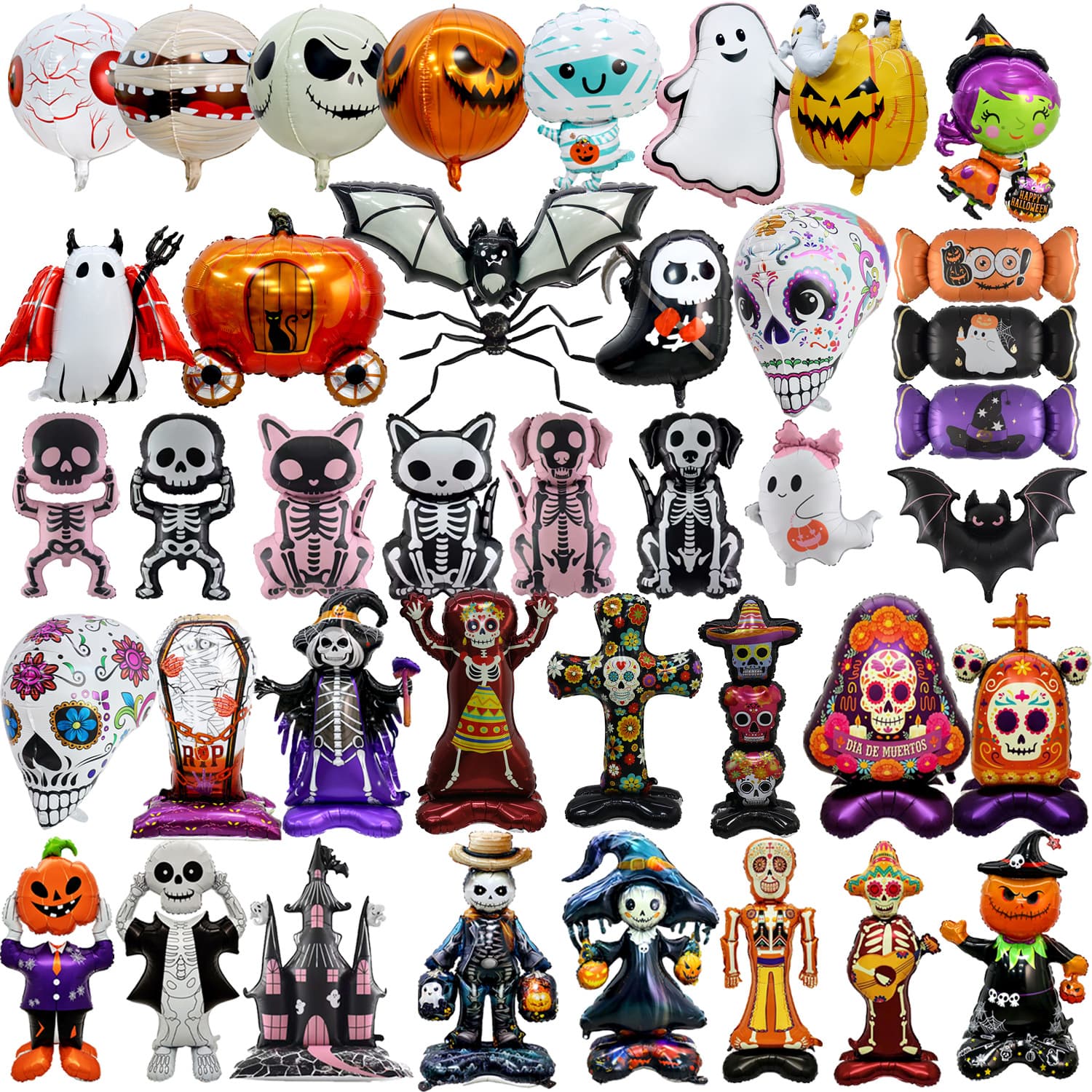 26 New Standing Skull Day of the Dead Balloon Black Cat Bat Spider Halloween Party Decorative Aluminum Film Balloon