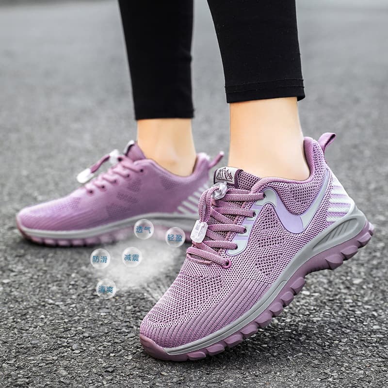 Summer New Elderly Walking Shoes Casual Breathable Hollow Out Mom Shoes Middle-Aged Flyknit Sports Shoes for Women and Men