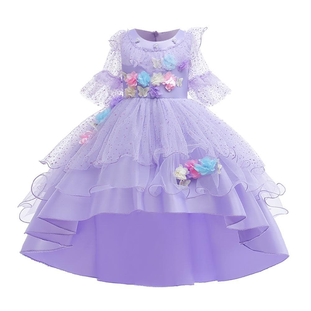 New Magic Full House Children's Dress Skirt 3D Flower Embellished Tulle Tail Princess Skirt Girls' Formal Wear Spring Autumn