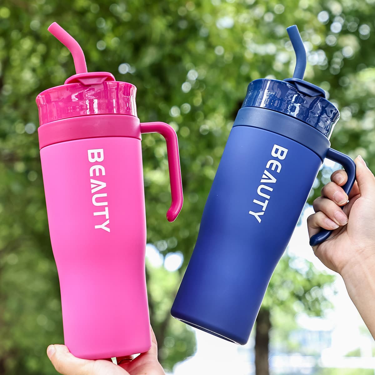 Cross-border New Minimalist Portable Water Bottle for Men and Women, Large Capacity Sports Plastic Straw Cup