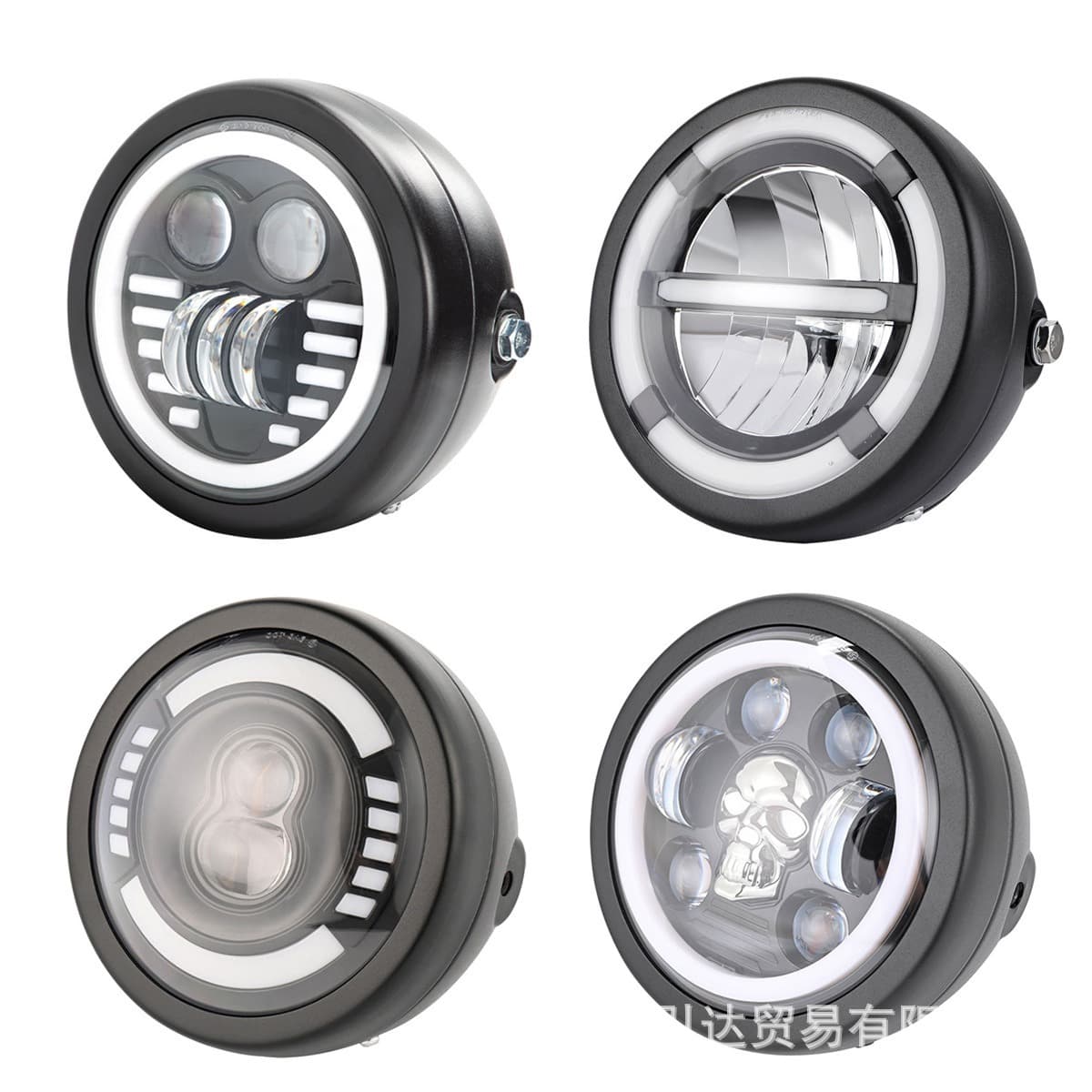 High-brightness motorcycle LED headlight spotlight white and yellow two-color retro daytime driving headlight Harley LED headlight