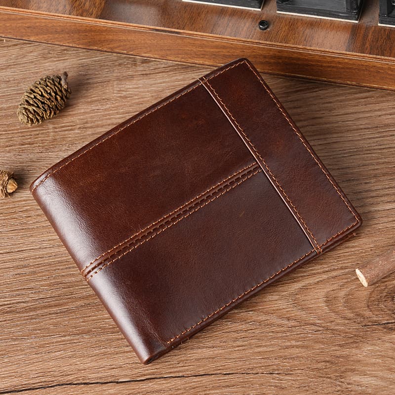 Cross-border men's genuine leather short wallet first-layer cowhide retro leather handbag men's multi-card slot card holder