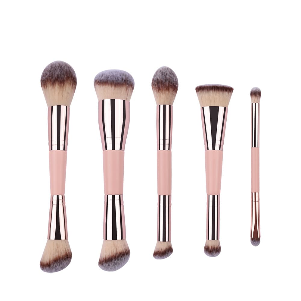 Cross-Border Best-Selling Dual-Ended Foundation Concealer Brush Travel Portable Professional Face Angled Contour Powder Blush Makeup Brush