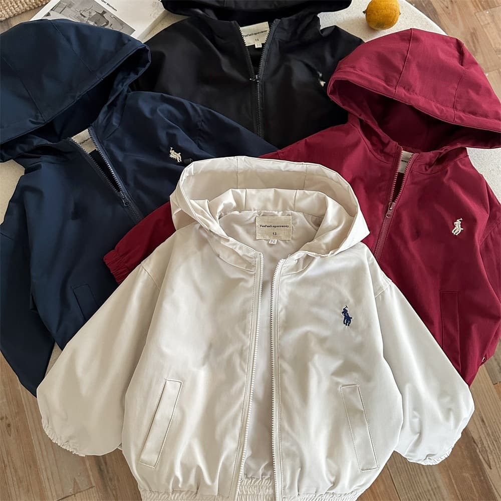 Clearance! Children's Hooded Jacket 2025 Autumn New Style for Toddlers and Young Children, Solid Color Cardigan Top, Baby Windbreaker
