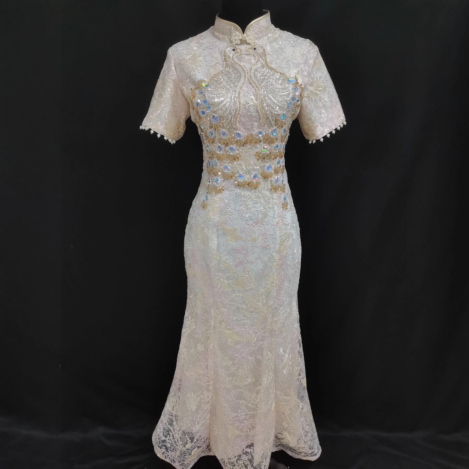 Chinese-style Cheongsam Engagement Dress Women's Bride Mermaid Wedding Dress High-end Light Luxury Niche Annual Meeting Autumn Winter High-end