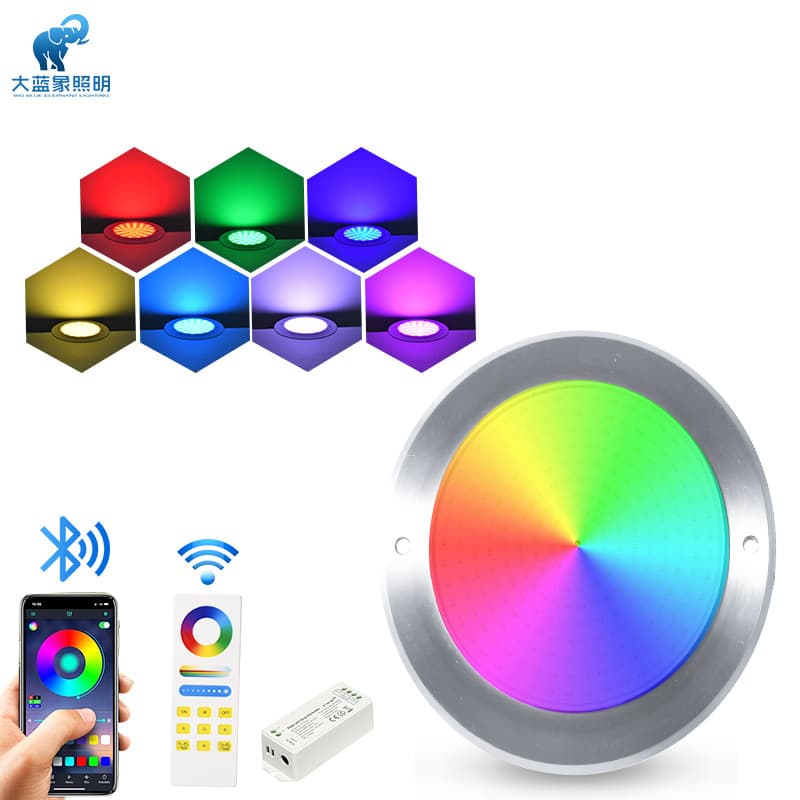 Cross-border outdoor 316 stainless steel swimming pool light, ultra-thin, fully glued, supports mobile app wireless remote control underwater light