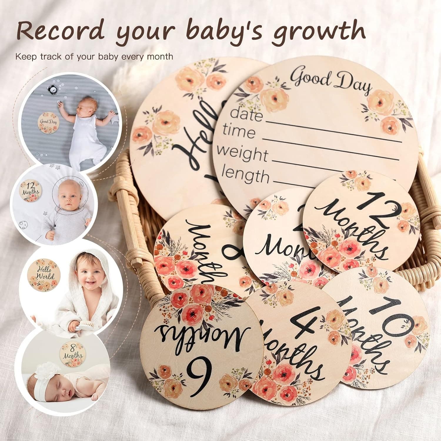 Popular newborn baby commemorative wooden cube milestone baby birth month commemorative photo props
