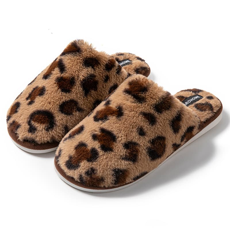 Leopard Print Slippers Floor Slippers Warm Cotton Slippers Cross-border Home Slippers Thickened TPR New Cotton Slippers Cotton Shoes