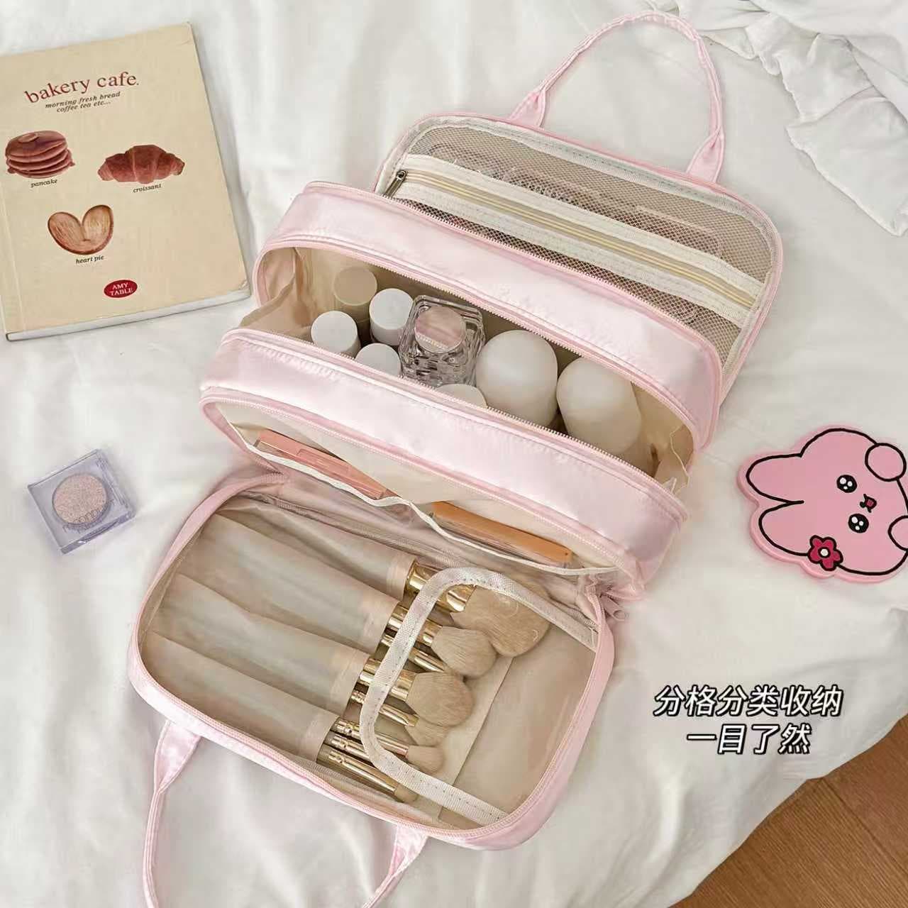 Large Capacity Portable Travel Toiletry Bag with Compartments and Waterproof Design, Premium Cosmetic Bag for Women
