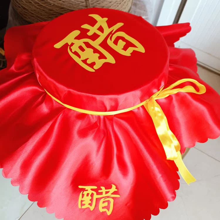 Vinegar Red Cloth Ceramic Vinegar Jar Lid Cloth 60cm Large Wine Jar Cover Cloth with Red Silk Cloth Seal