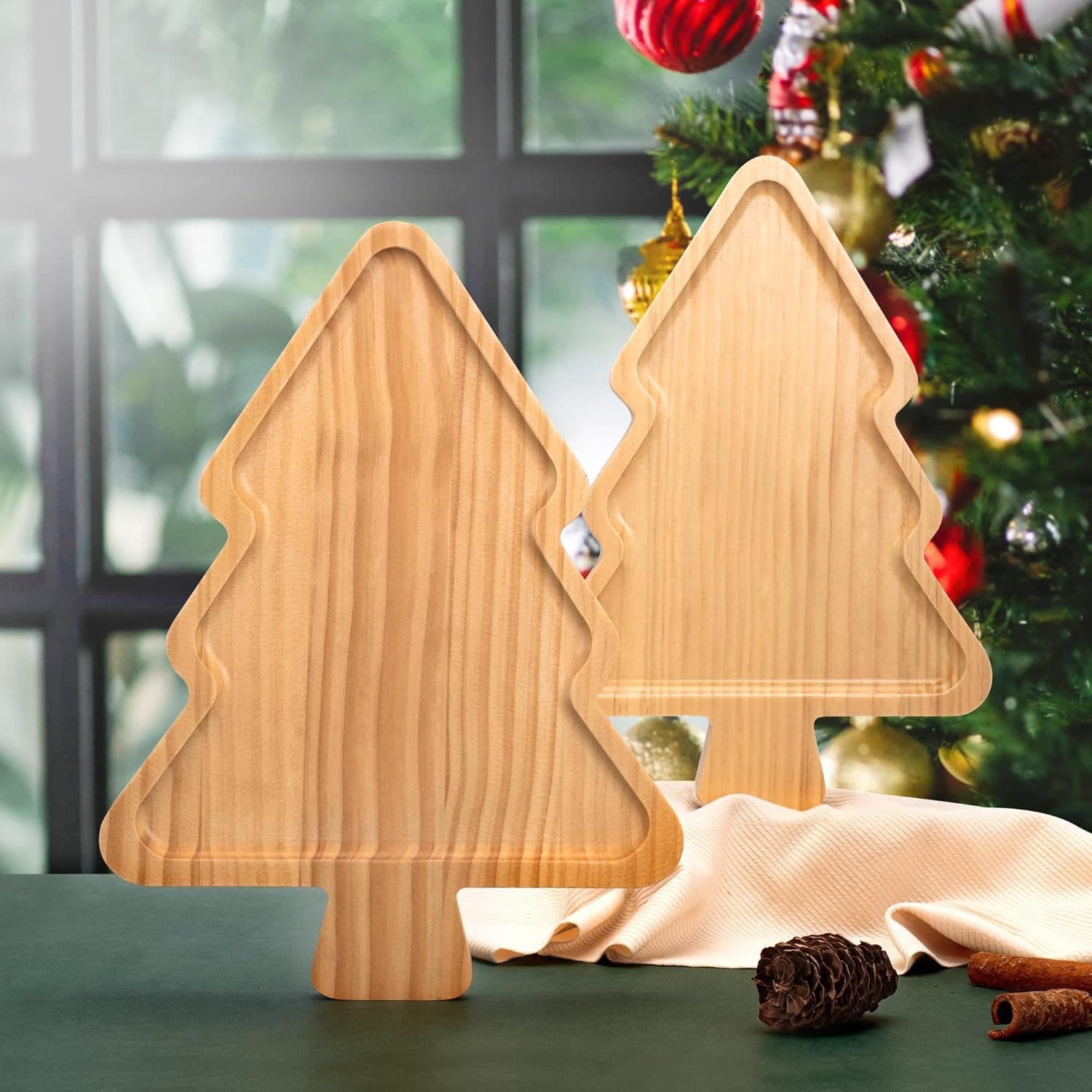 Wooden Christmas Tray, Cross-Border Wholesale Kitchen Deli Board, Fruit and Snack Tray, Farmhouse Party Solid Wood Serving Tray
