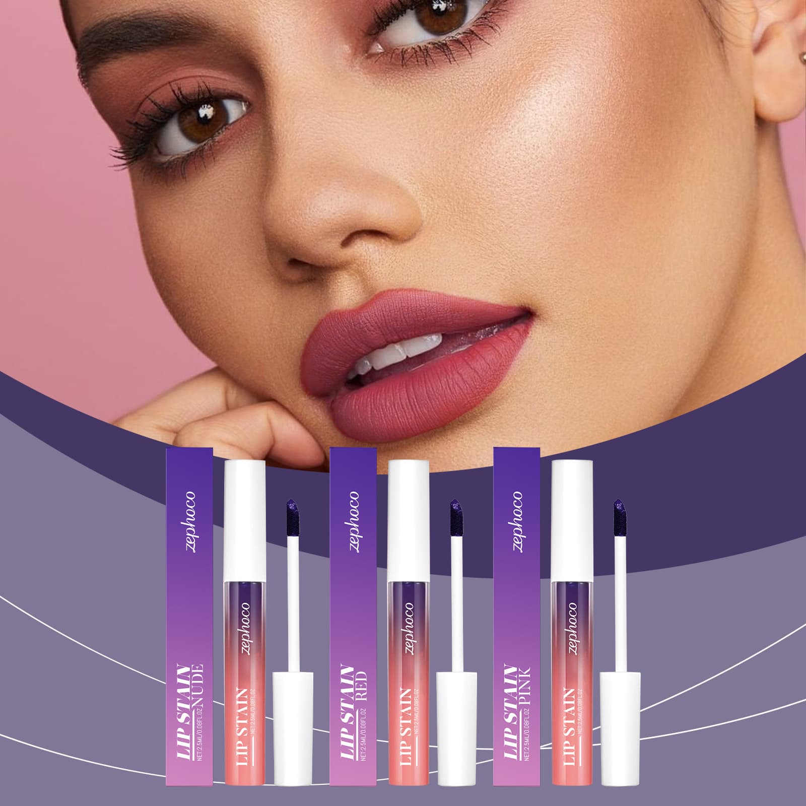 zephoco matte peel-off lip glaze, mild nourishing lip care, hydrating, naturally color-producing lip glaze