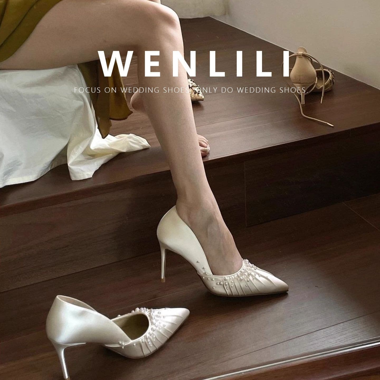 French Pearl Premium White Bridal Wedding Shoes Women 2026 New Stunning Satin Lace Wedding Dress Stiletto Heels