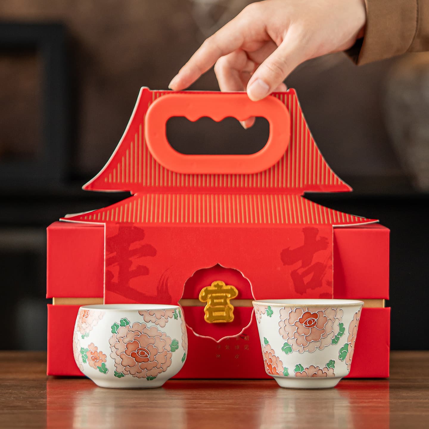 Huajian Fu Couple's Kung Fu Tea Set, Matching Tea Cups for Home Use, Gift Boxed, Perfect for Festivals and Gifts for Girlfriend