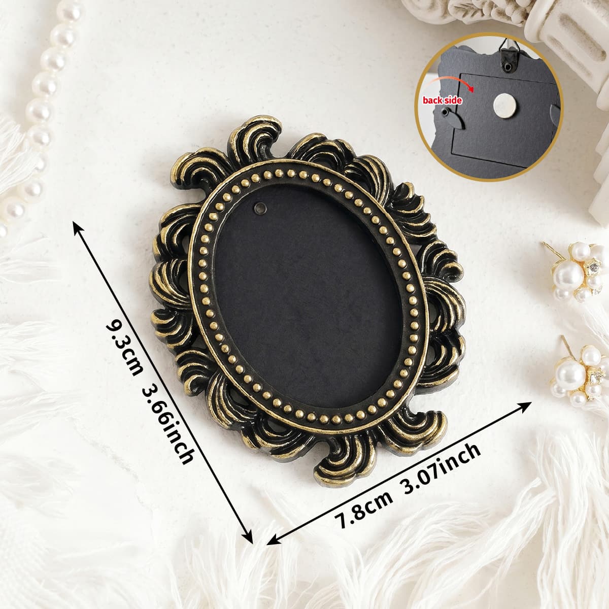 European Mini Black Gold Magnetic Hanging Photo Frame Vintage Prop (Photo Paper Not Included) DIY Wall Decoration