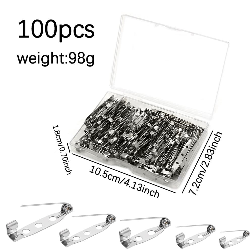 100pcs/Box Nickel-plated Brooch Pins Garment Accessories Universal Anti-slip Durable Fasteners