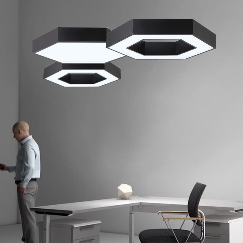 LED creative hexagonal pendant lights, office lights, internet cafe mall gymnasium industrial style splicing shaped lights, irregular lights