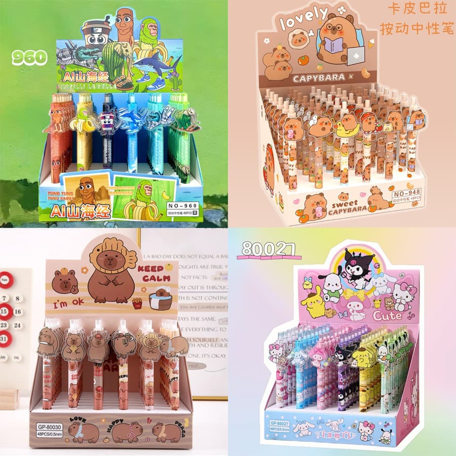 Cute pet push-button pen, high-looking acrylic patch pen, cartoon girl heart-shaped pen, student exam stationery