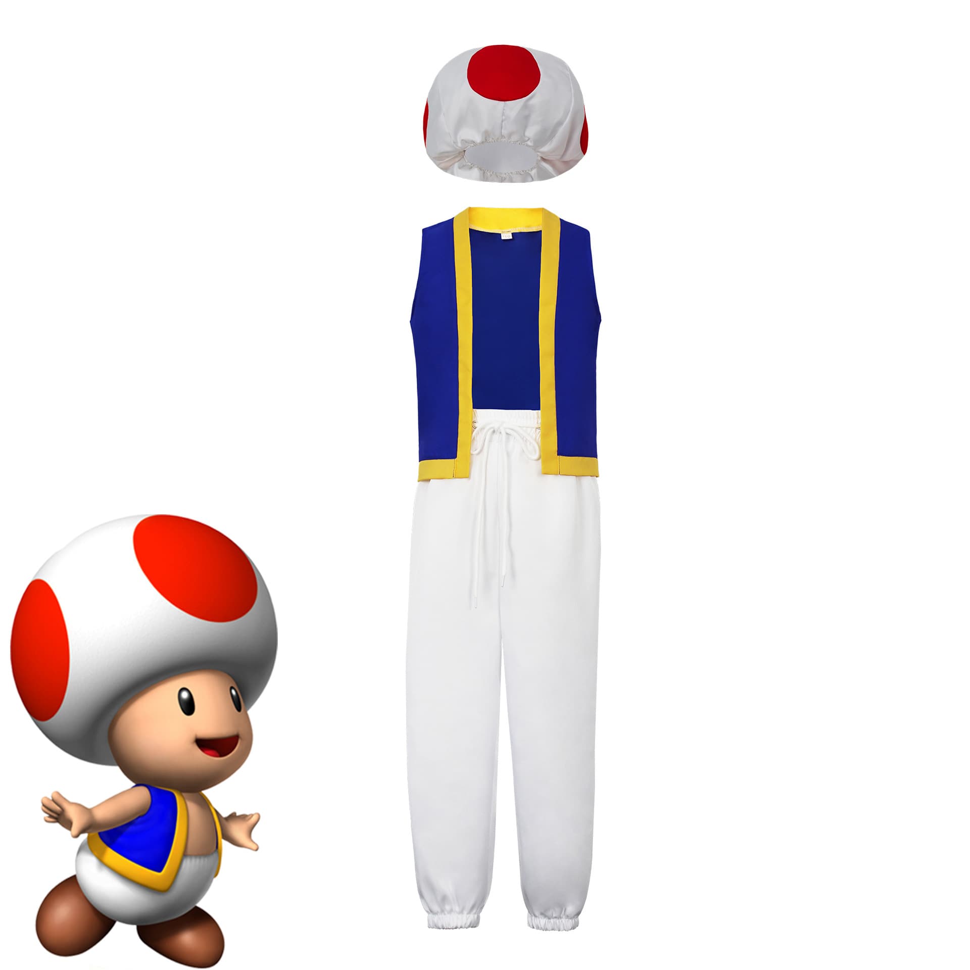 Super Mario Bros Cosplay Costume Mario Movie Toad Hat Halloween Cosplay Outfit