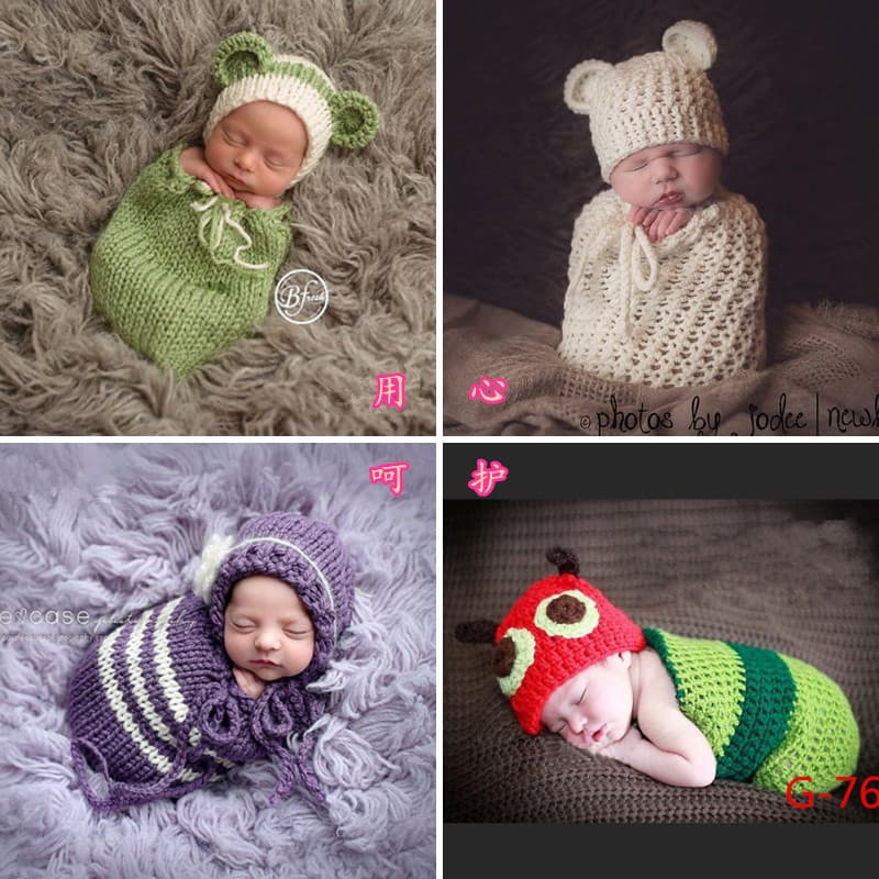 European and American Full Moon Baby Photography Outfit Knitted Sleep Sack for Newborns