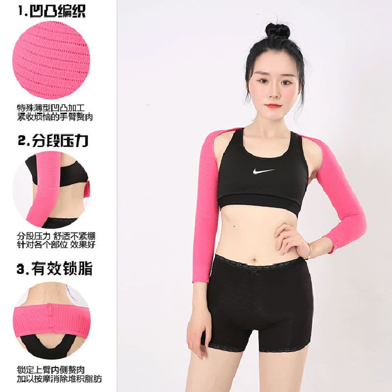 Slimming Arm Sleeve for Women - Shoulder Pulling Back Beauty Long Sleeve Seven-Point Pressure Shaping Arm Cover Thin Arm Sleeve
