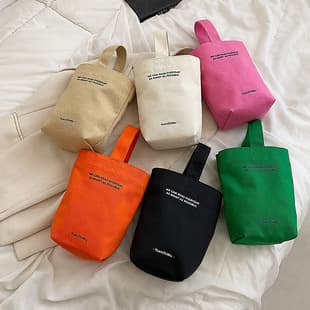 Canvas Bucket Bag Handheld Lunch Bag Office Lunch Box Bag Portable Mommy Bag Handbag Canvas Bag for Women