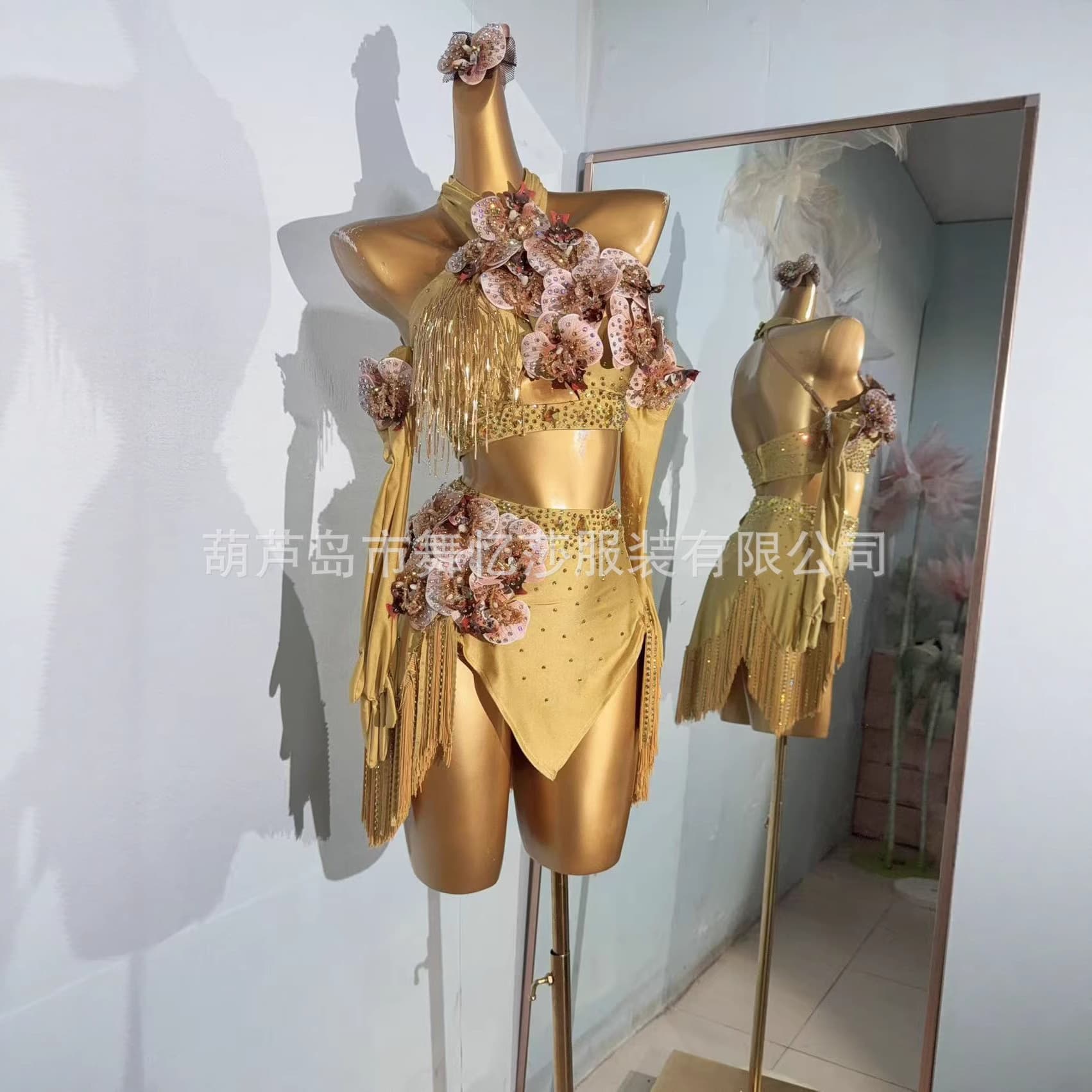 Latin Dance Competition Clothing, Adult Performance Dance Skirt, Children's Flower Costume, Tassel Skirt, Rhinestone Costume, Art Exam Dance Skirt Suspenders