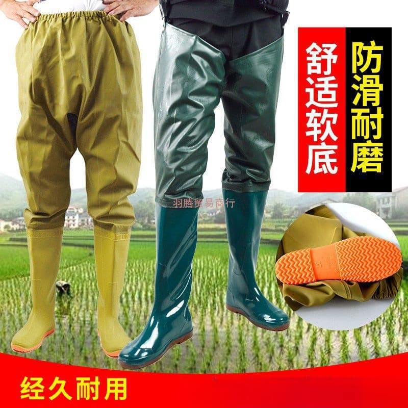 Unisex Knee-High Extra Long Rubber Boots Soft Sole Anti-slip Paddy Field Planting Fishing Waist Waders Rain Shoes Boots
