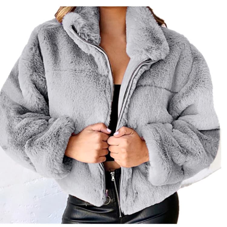 2025 Amazon Best-Selling Women's Fall/Winter Rabbit Fur Faux Fur Zip-Up Cardigan Plush Warm Coat