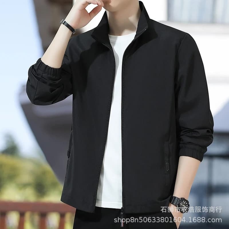 Spring and Autumn Plus Size Men's Jacket, Korean Loose Stand Collar Coat, Trendy Stylish Casual Versatile Jacket