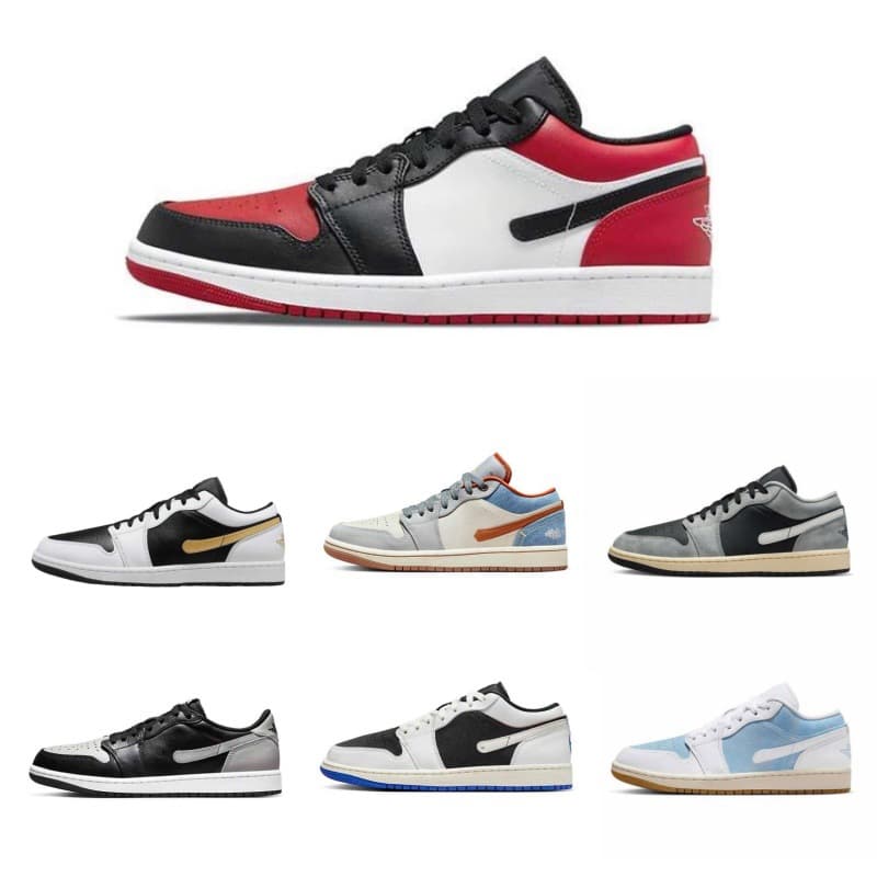 Putian Shoes Original AJ1 Men's Shoes Reverse Swoosh Low-Top Sneakers Jordan 1 University Blue Smoke Gray Cross-Border Couple Sports Casual Shoes