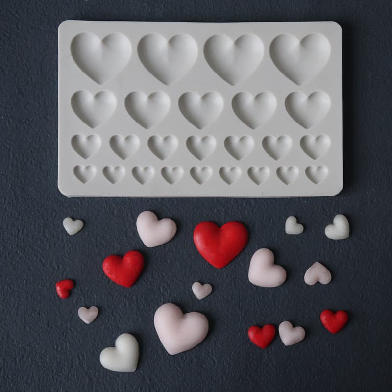 Large and small love silicone mold chocolate fondant cake mold heart-shaped dessert decoration ornaments baking Valentine's Day