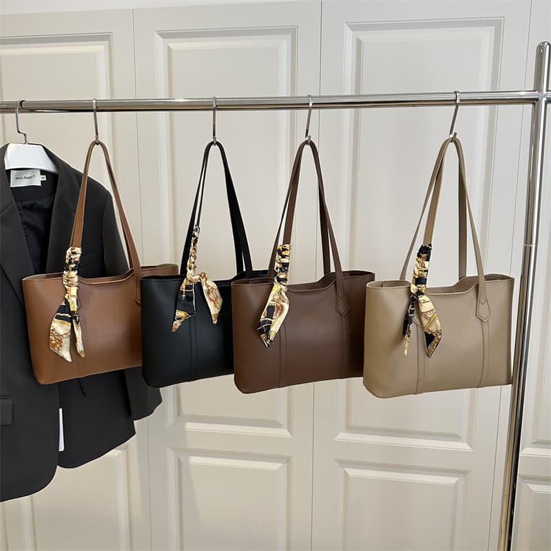 Wholesale Light Luxury Scarf Bow Handheld Tote Bag Women's Bag 2025 Summer New Patchwork Shoulder Bag Trendy Underarm Bag