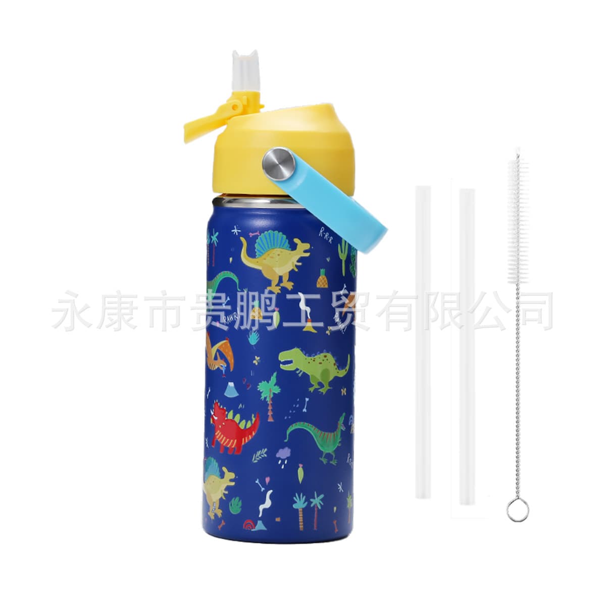 New Cartoon Kids Insulated Water Bottle 304 Stainless Steel Portable Handle Straw Cup Outdoor Portable Cup Cute Drop-Resistant