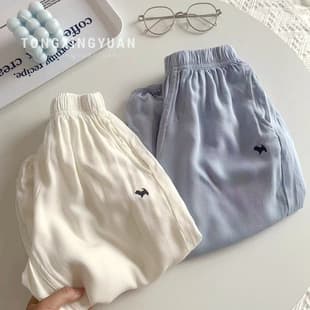 Girls Ice Silk Mosquito-Proof Pants Summer New Kids Soft Loose Casual Long Pants Baby Solid Color Lantern Pants