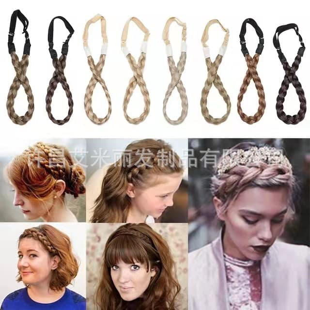 Hot-selling handmade braided headband with five-strand and two-strand twist design, high-temperature synthetic hair wig headband