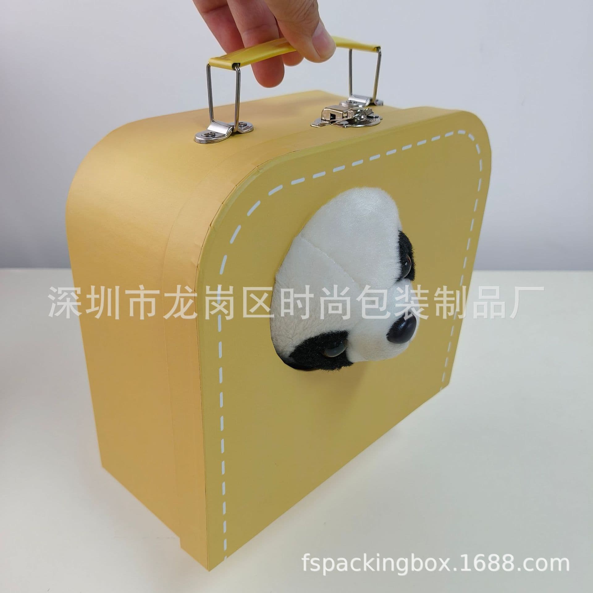 Custom Cutout Cardboard Handbag Box Cute Plush Toy Cardboard Packaging Box Colorful Printing Packaging Tote