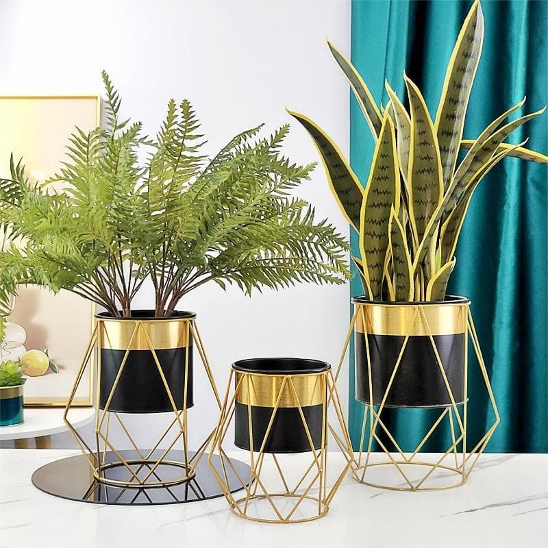Flower stand iron art green plant flower stand living room office desk flower pot balcony simple light luxury Nordic floor-standing creative flower pot