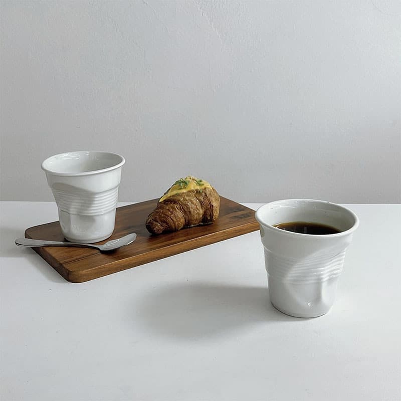 In Stock French Pleated Cup, Hand-Pinched Irregular Cup, Italian Espresso Cup, Creative Ceramic Cup, Wholesale