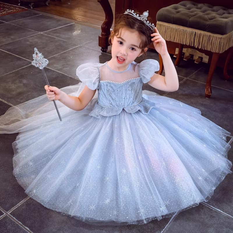 Frozen Elsa Princess Dress Girls Summer Luminous Long Skirt High-end Birthday Dress Elsa Children's Dress