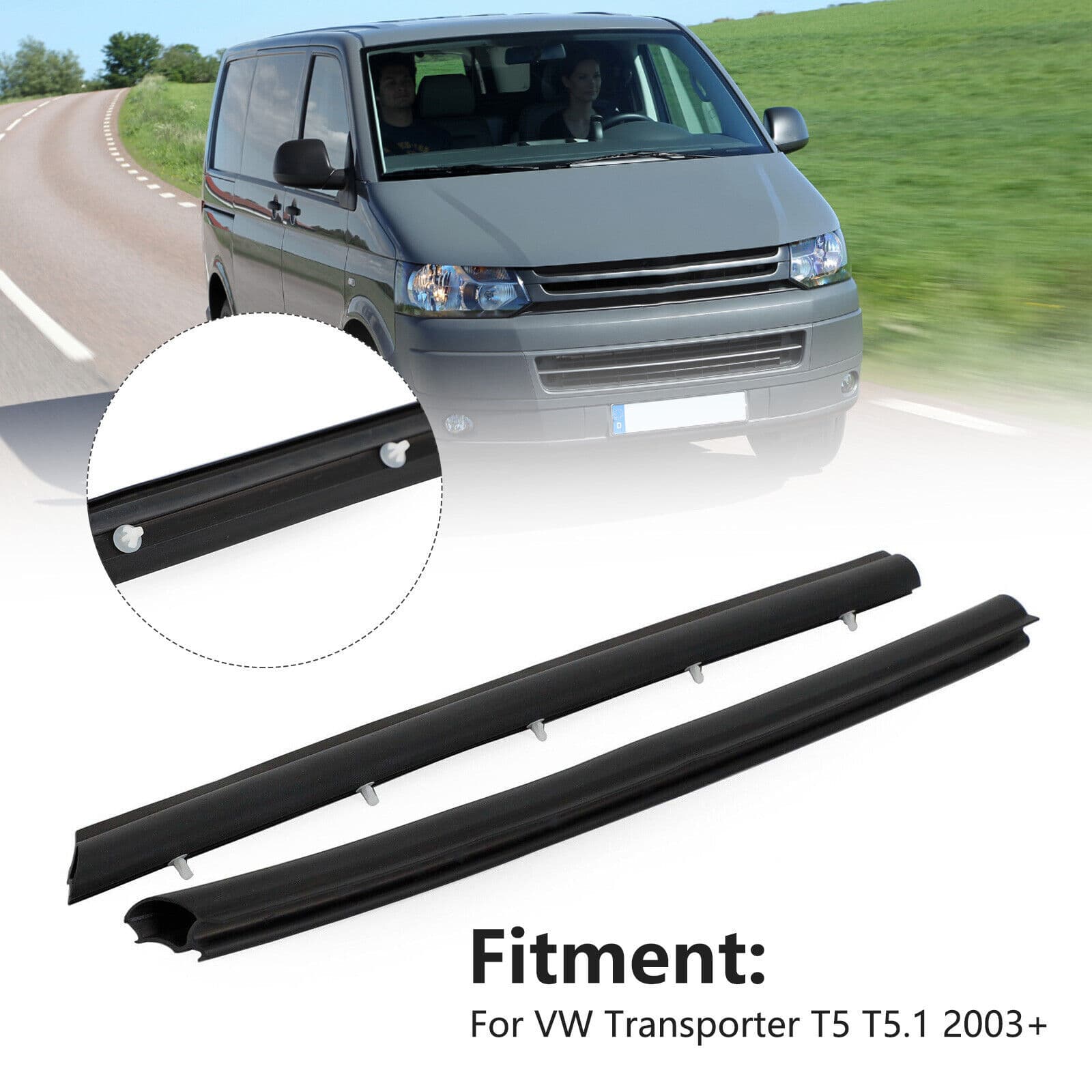 A pair of T5 T5.1 front door gasket sealing rubber trim parts