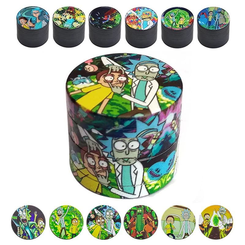 Rick and Morty Grinder RICKMORTY Series Four-Layer Zinc Alloy Grinder Trendy Toy Collaboration