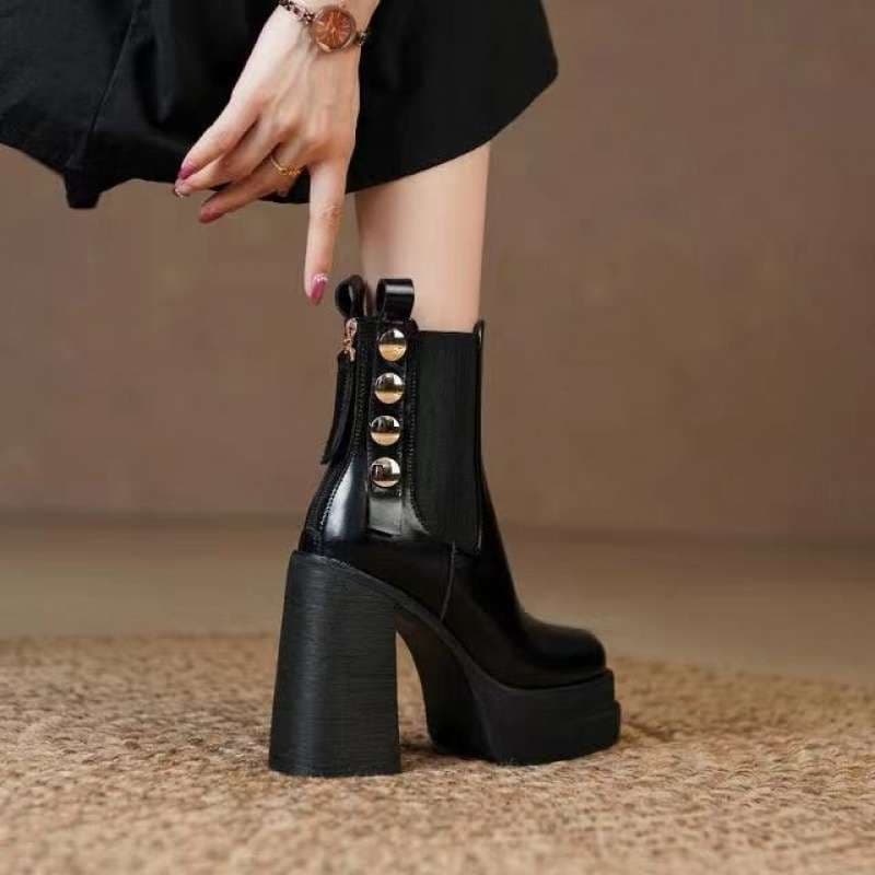 Retro Sky-high Chelsea Boots 2025 Autumn Winter New Collection Versatile Platform Chunky Heel Ankle Boots Elegant British Style