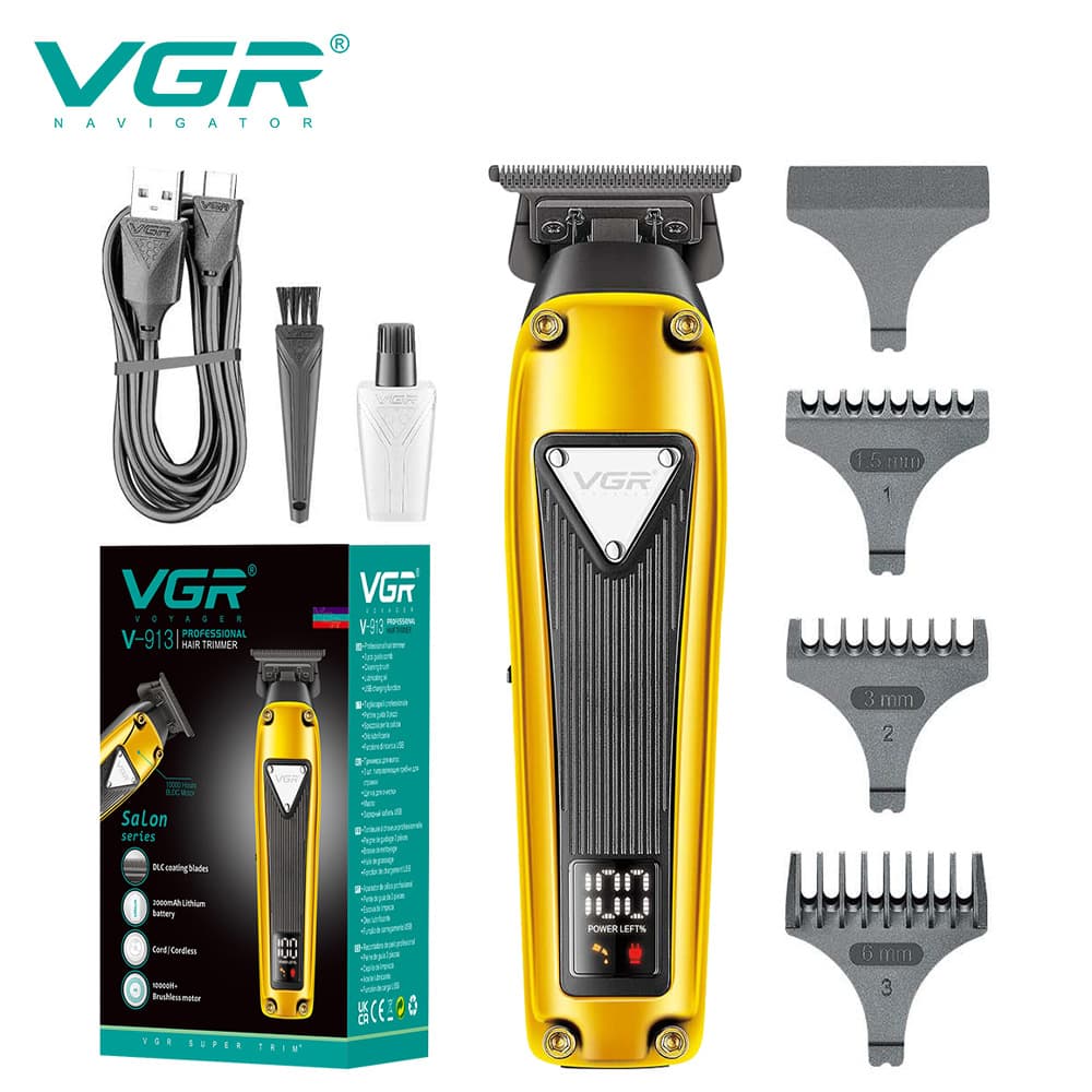 VGR913 cross-border retro-style oil-head hair clipper men's household electric high-power hair clipper digital display shaving pusher