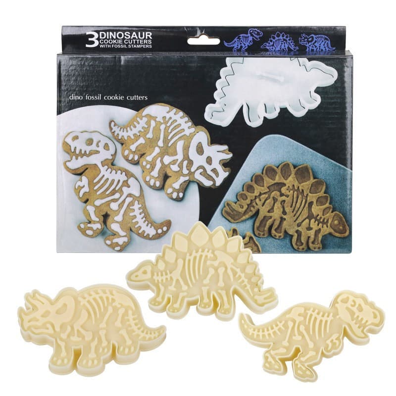 Baking Mold 3D Dinosaur Biscuit Mold 3-Piece Set Jurassic DIY Baking Biscuit Mold Cookie Cutter