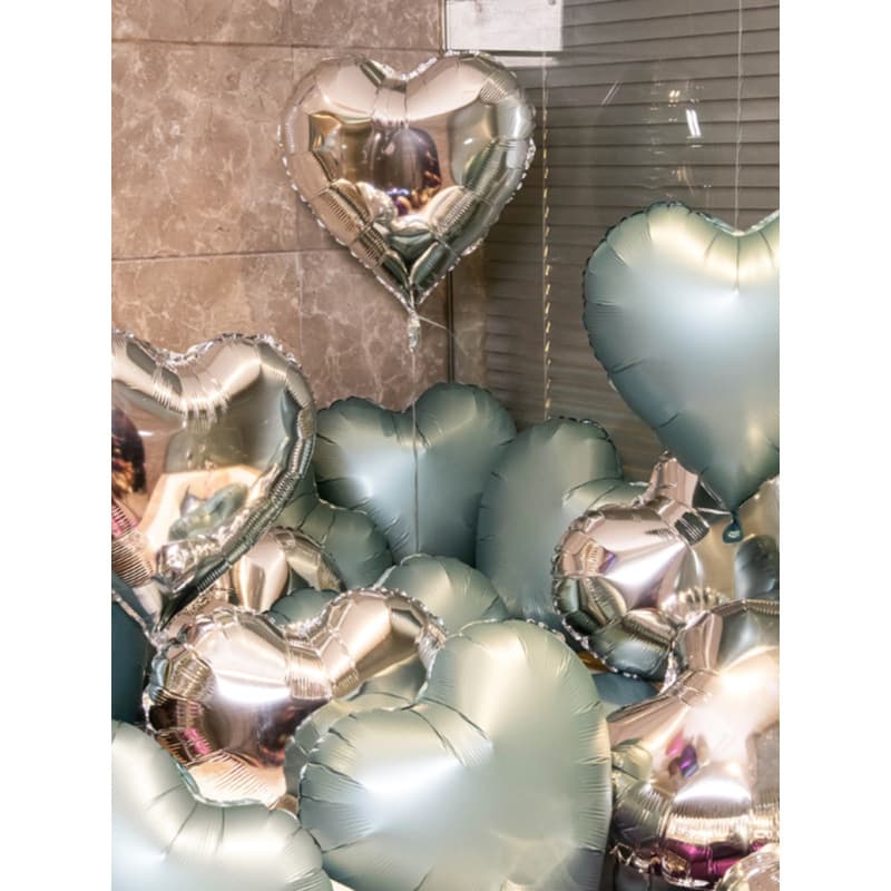 Aluminum Foil Balloon Heart Shape Green Pink Floating Romantic Decoration Birthday Decoration Background Wall Heart Shape