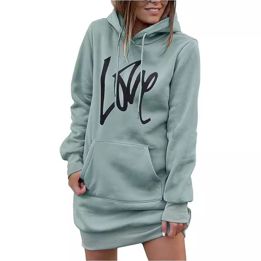 2023 European and American autumn and winter new cross-border foreign trade hot-selling Amazon hot-selling hoodies, mid-length sweatshirts and dresses